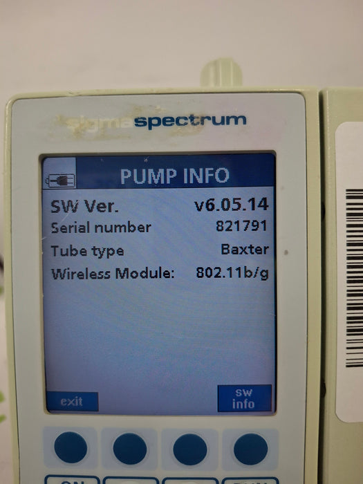 Baxter Sigma Spectrum 6.05.14 with B/G Battery Infusion Pump