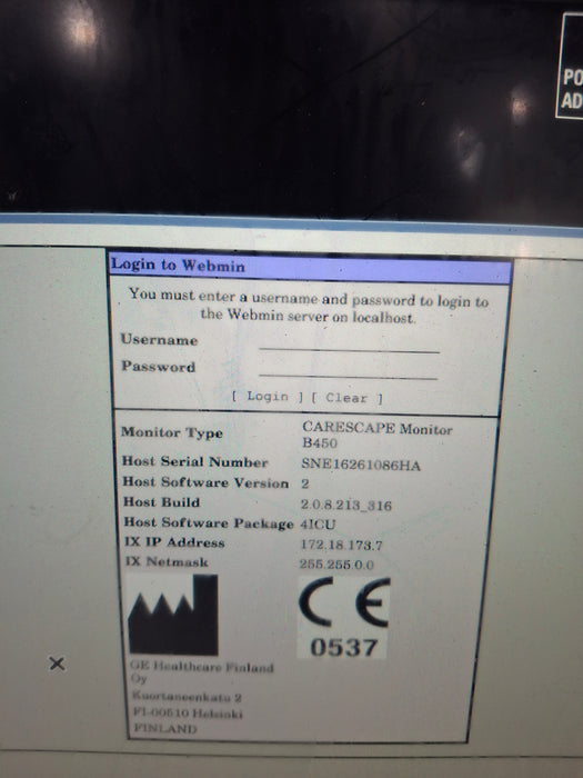 GE Healthcare Carescape B450 Critical Care Patient Monitor