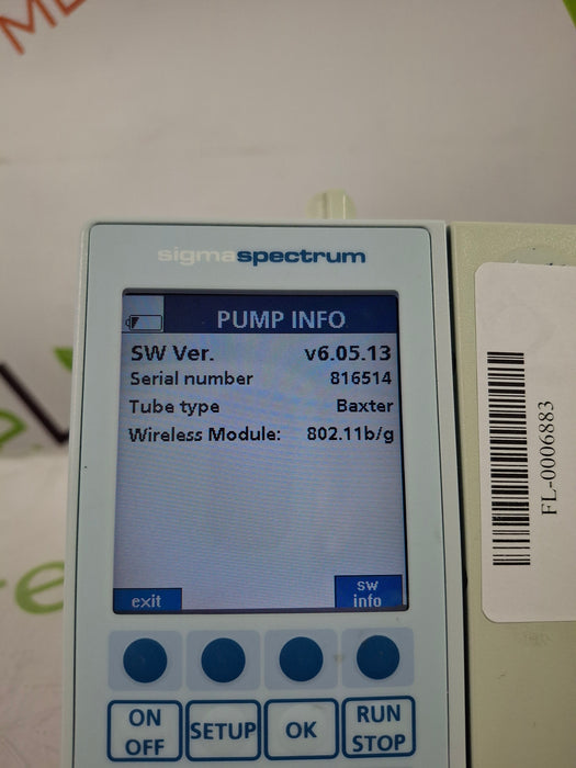 Baxter Sigma Spectrum 6.05.13 with B/G Battery Infusion Pump