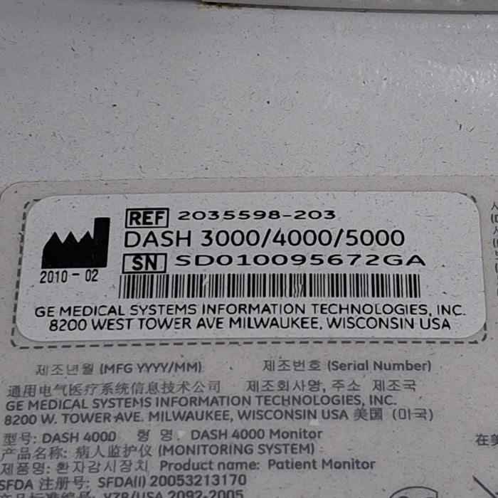 GE Healthcare Dash 4000 - Masimo SpO2 Patient Monitor