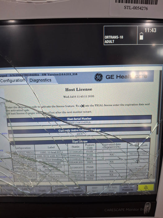 GE Healthcare Carescape B450 Critical Care Patient Monitor