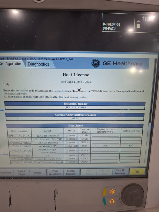 GE Healthcare Carescape B650 Post Anesthesia Care Patient Monitor