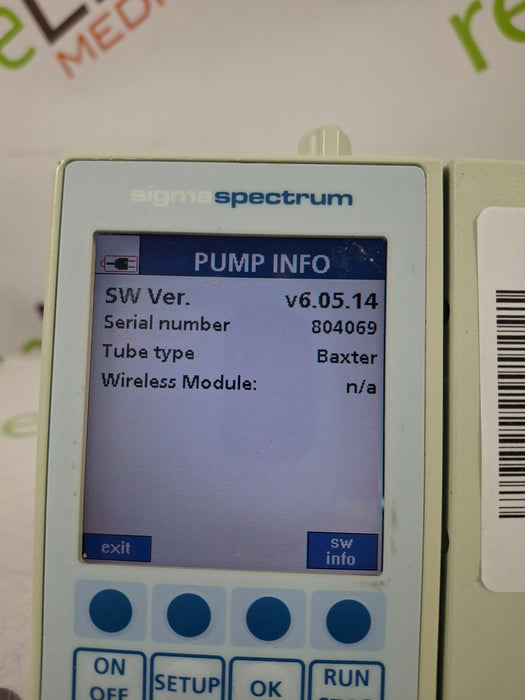 Baxter Sigma Spectrum 6.05.14 with B/G Battery Infusion Pump