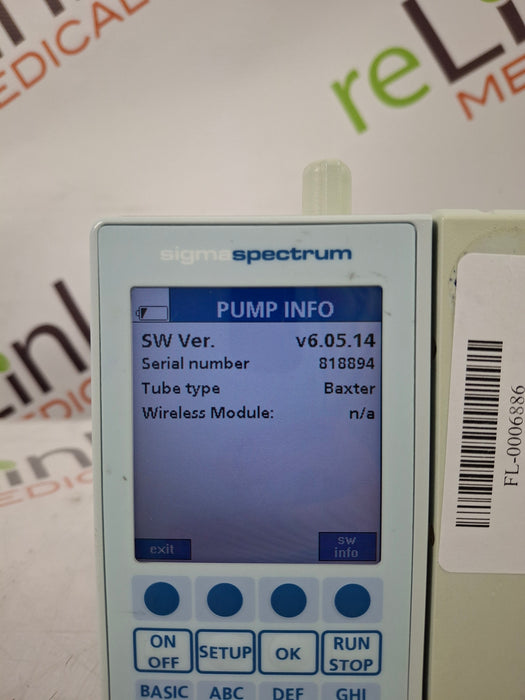 Baxter Sigma Spectrum 6.05.14 with B/G Battery Infusion Pump