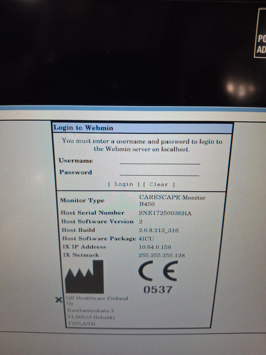 GE Healthcare Carescape B450 Critical Care Patient Monitor