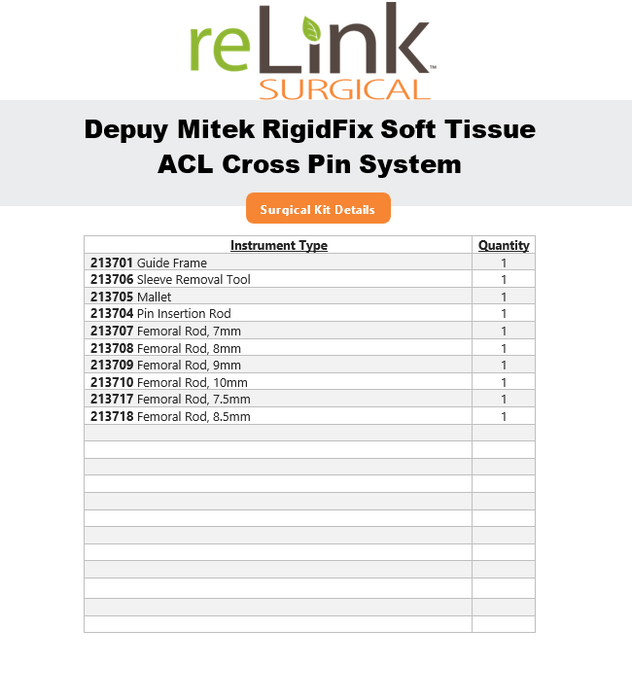 Mitek RIGIDfix Soft Tissue ACL Cross Pin System
