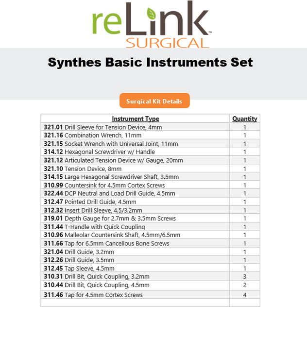 Synthes, Inc. Large ASIF Basic Instrument Set