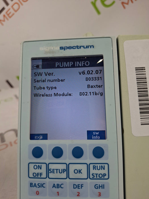 Baxter Sigma Spectrum 6.02.07 with B/G Battery Infusion Pump