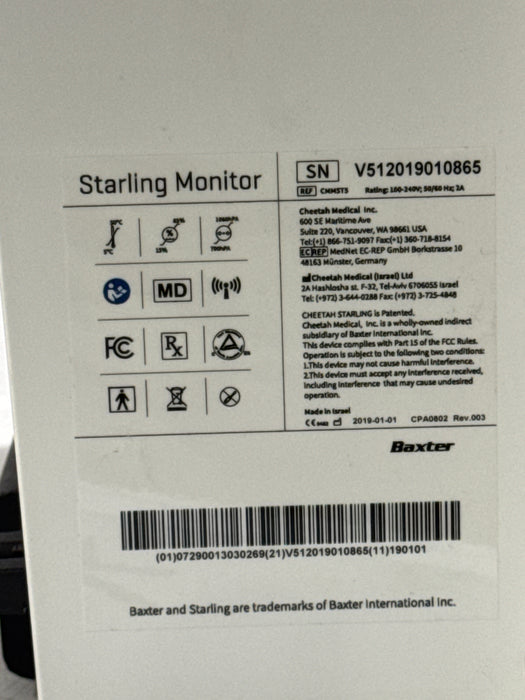 Baxter Starling SV Fluid Management Monitoring System