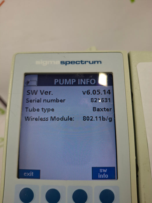 Baxter Sigma Spectrum 6.05.14 with B/G Battery Infusion Pump