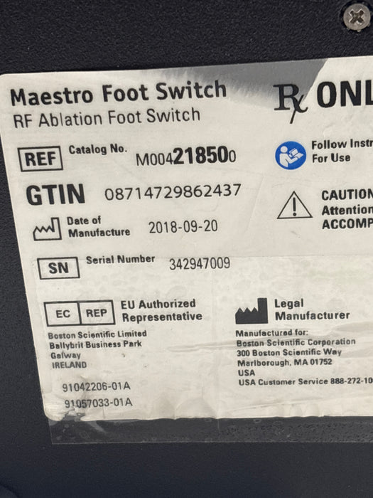 Boston Scientific 21850 Maestro RF Ablation Foot Switch Accessory