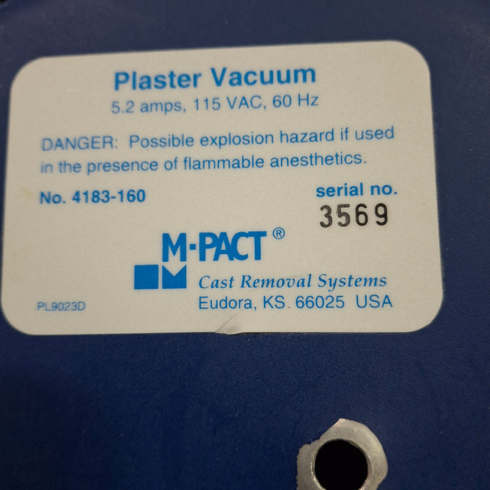 M-PACT WORLDWIDE 0295-200 Saw w/ 4183-160 Plaster Vacuum