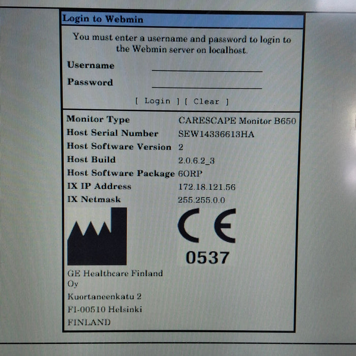 GE Healthcare Carescape B650 Anesthesia Care Patient Monitor