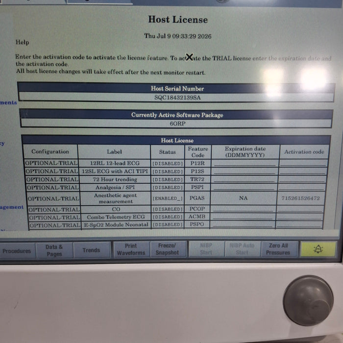 GE Healthcare Carescape B650 Anesthesia Care Patient Monitor