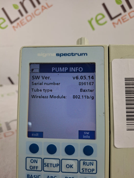 Baxter Sigma Spectrum 6.05.14 with B/G Battery Infusion Pump