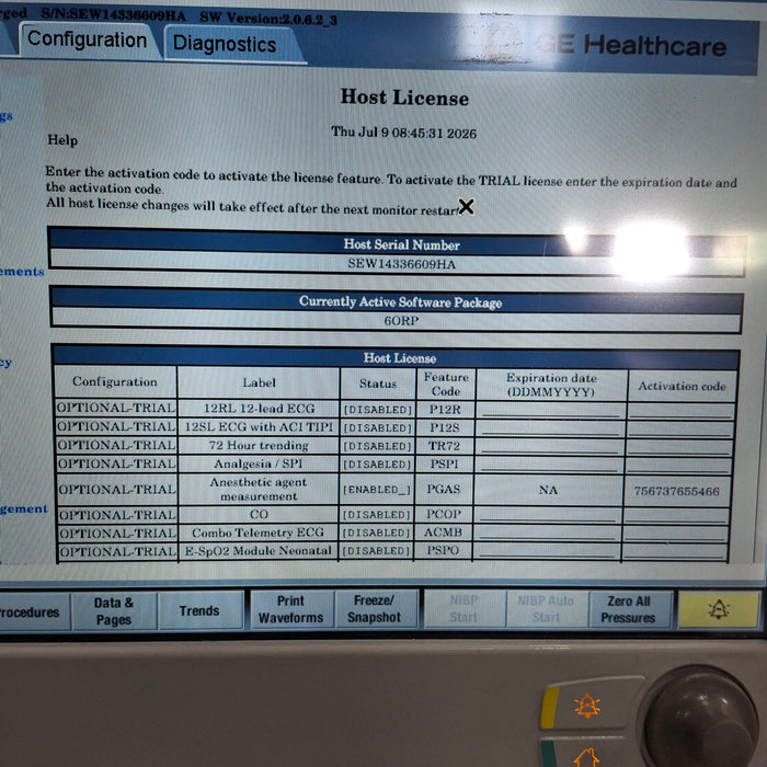 GE Healthcare Carescape B650 Anesthesia Care Patient Monitor