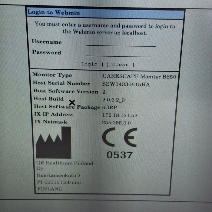 GE Healthcare Carescape B650 Anesthesia Care Patient Monitor