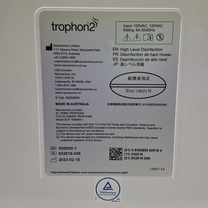 NanoSonics Trophon 2 High Level Disinfection