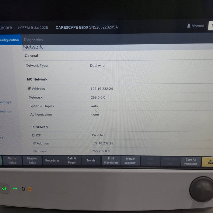 GE Healthcare Carescape B650 Anesthesia Care Patient Monitor
