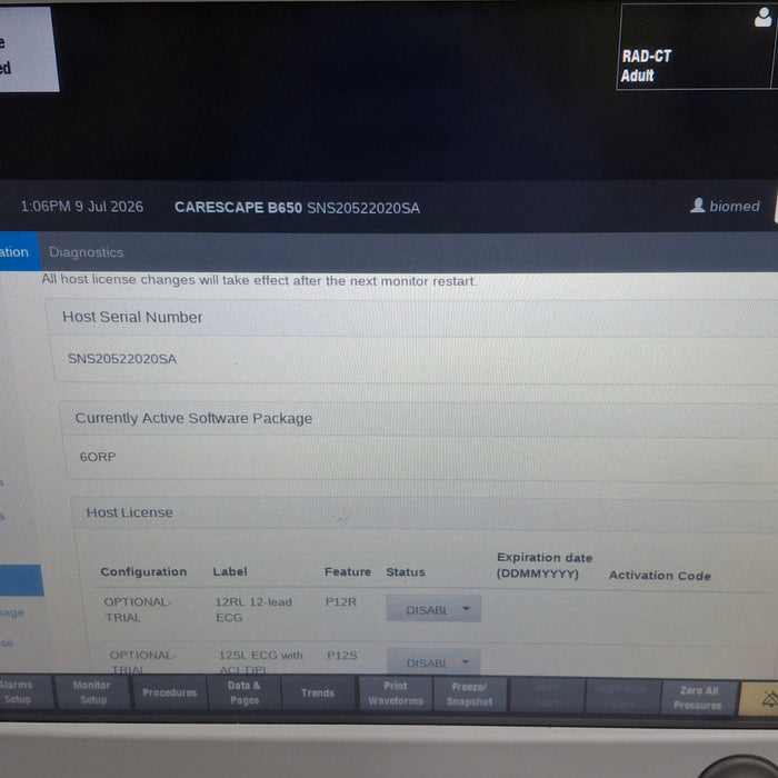 GE Healthcare Carescape B650 Anesthesia Care Patient Monitor