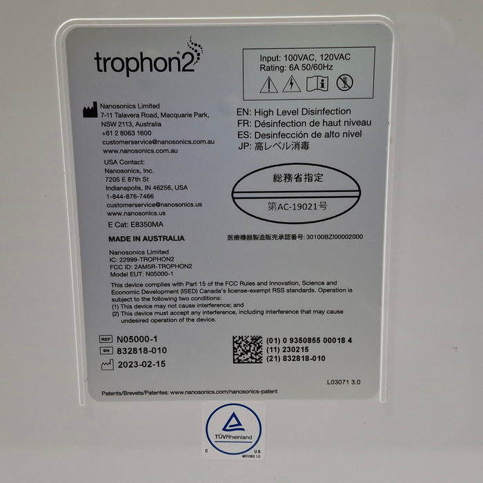 NanoSonics Trophon 2 High Level Disinfection