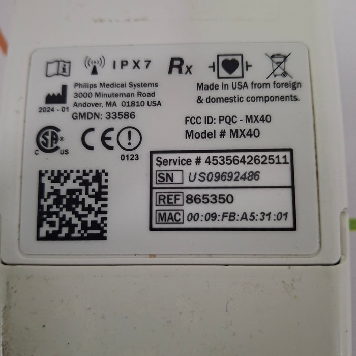 Philips MX40 1.4 ECG/SPO2 865350 Telemetry Transmitter