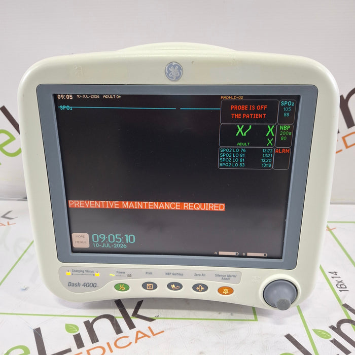 GE Healthcare Dash 4000 - GE/Nellcor SpO2 Patient Monitor