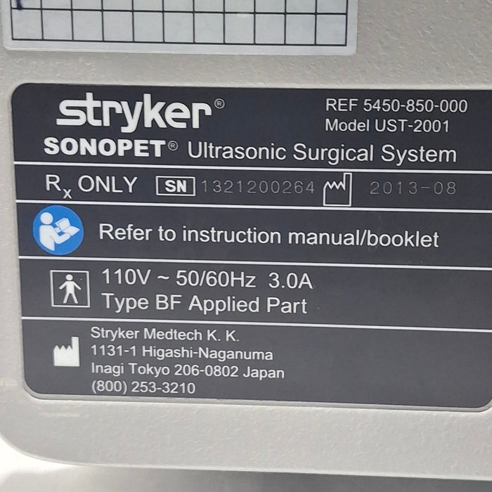 Stryker SonoPet Omni UST-2001 Ultrasonic Surgical System