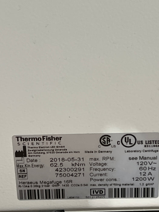 Thermo Scientific Megafuge 16R Refrigerated Benchtop Centrifuge