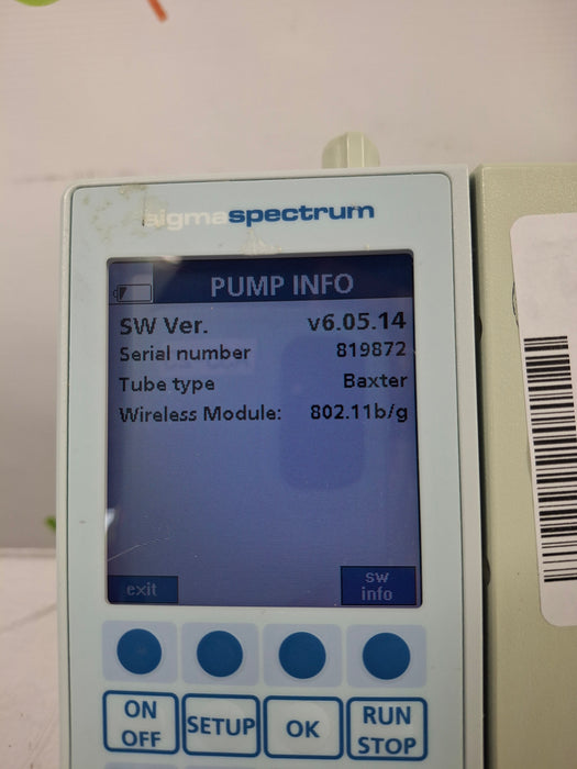 Baxter Baxter Sigma Spectrum 6.05.14 with B/G Battery Infusion Pump Infusion Pump reLink Online