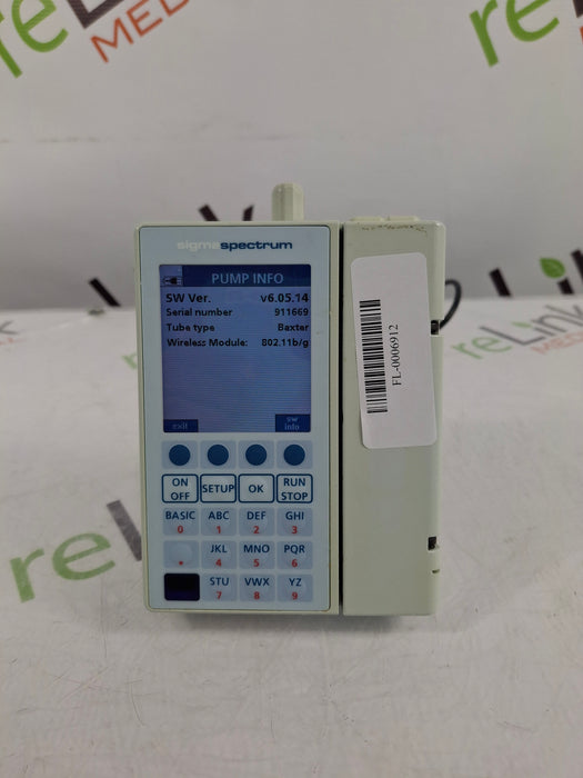 Baxter Sigma Spectrum 6.05.14 with B/G Battery Infusion Pump