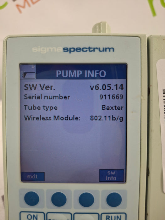 Baxter Sigma Spectrum 6.05.14 with B/G Battery Infusion Pump