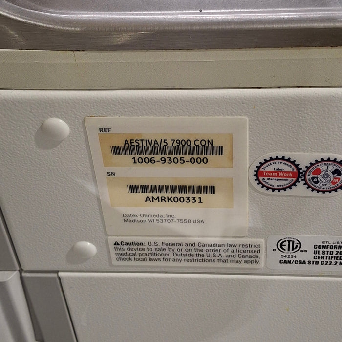 Datex-Ohmeda Aestiva 5 w/7900 Anesthesia System
