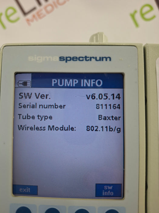 Baxter Sigma Spectrum 6.05.14 with B/G Battery Infusion Pump