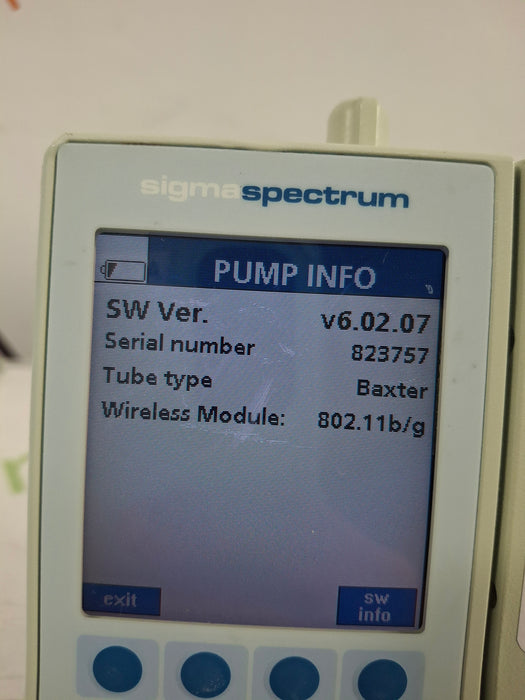 Baxter Sigma Spectrum 6.02.07 with B/G Battery Infusion Pump
