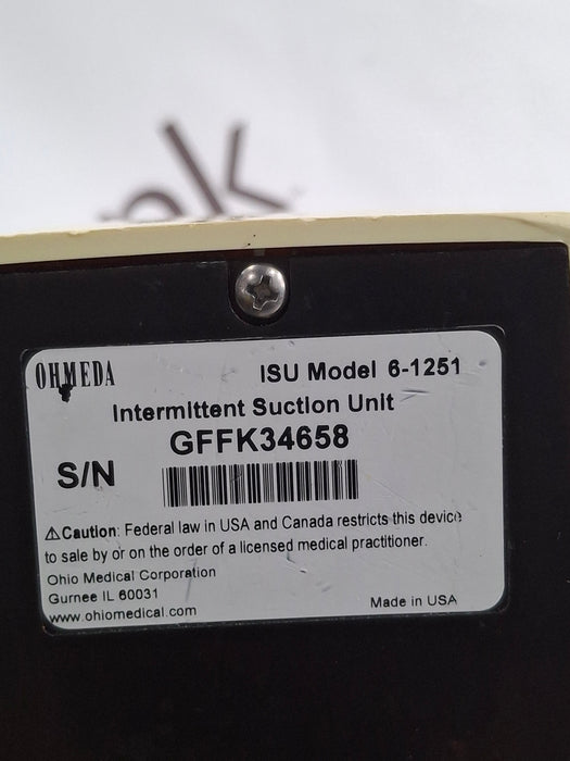 Ohmeda Medical ISU Model 6-1251 Intermittent Suction Unit