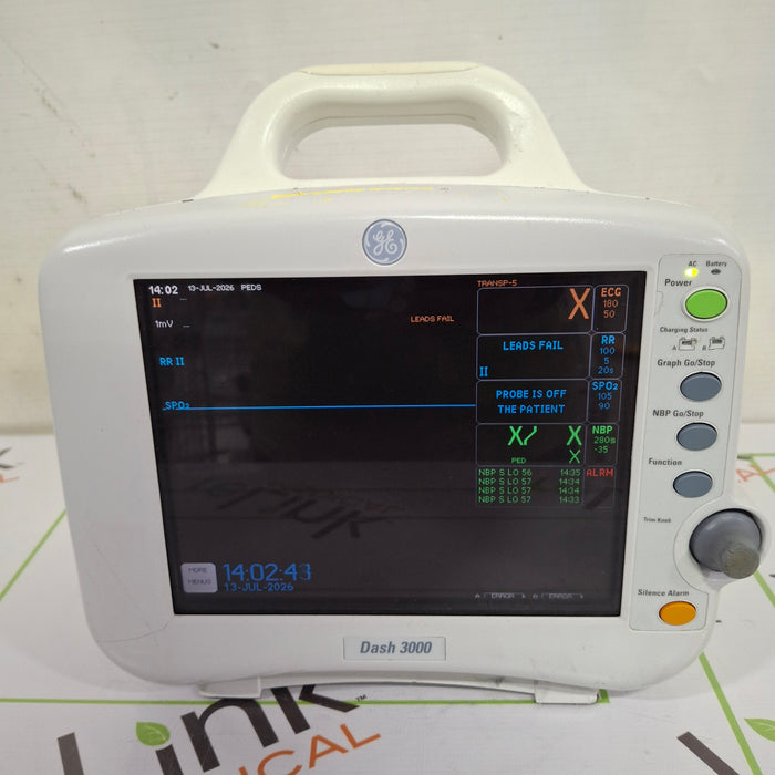 GE Healthcare Dash 3000 - Masimo SpO2 Patient Monitor