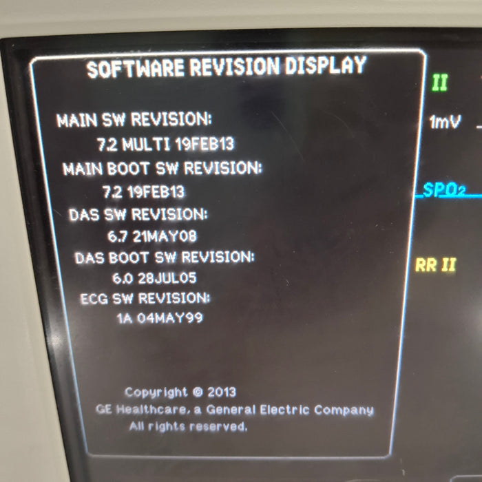 GE Healthcare Dash 3000 - Masimo SpO2 Patient Monitor