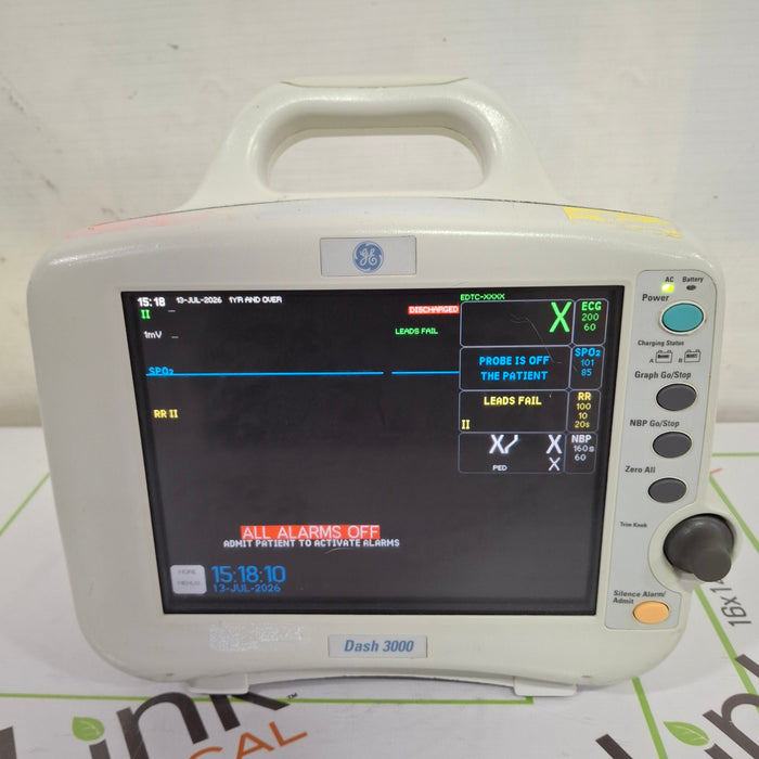 GE Healthcare Dash 3000 - Masimo SpO2 Patient Monitor