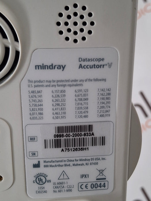 Mindray Datascope Accutorr V Vital Signs Monitor
