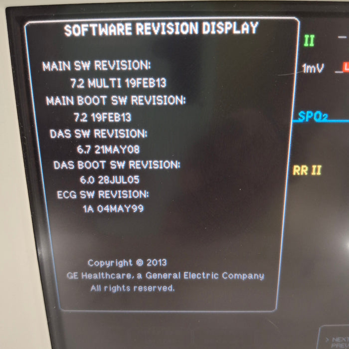 GE Healthcare Dash 3000 - Masimo SpO2 Patient Monitor