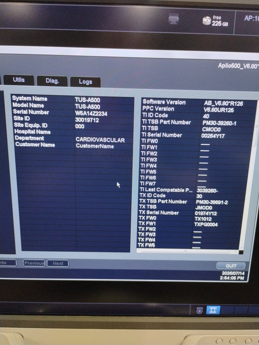 Toshiba Aplio 500 TUS-A500 Ultrasound
