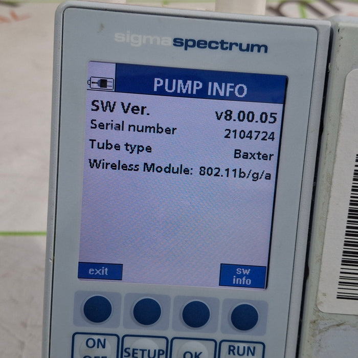 Baxter Sigma Spectrum 8.00.05 with A/B/G/N Battery Infusion Pump