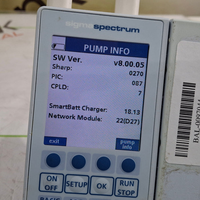 Baxter Sigma Spectrum 8.00.05 with A/B/G/N Battery Infusion Pump