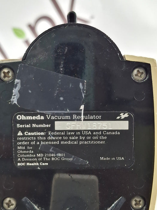 Ohmeda Medical Continuous Vacuum Regulator