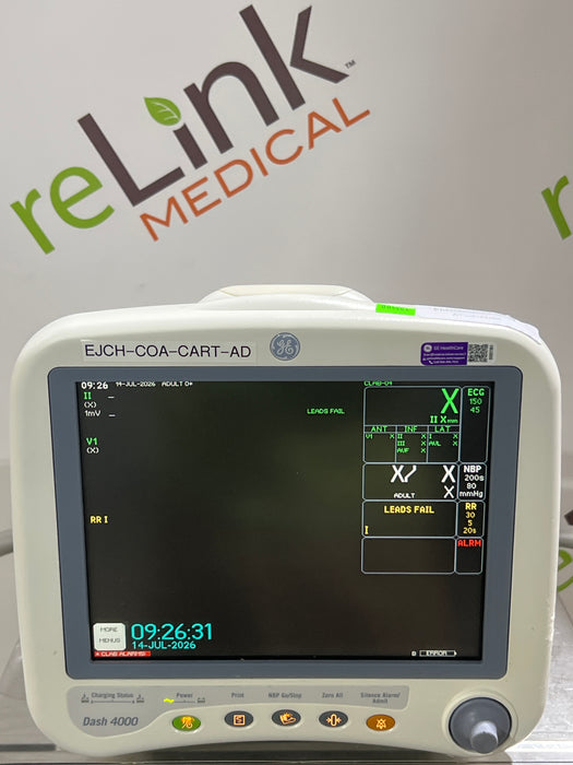 GE Healthcare Dash 4000 - GE/Nellcor SpO2 Patient Monitor