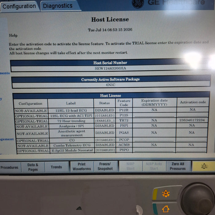 GE Healthcare Carescape B650 Neonatal Care Patient Monitor