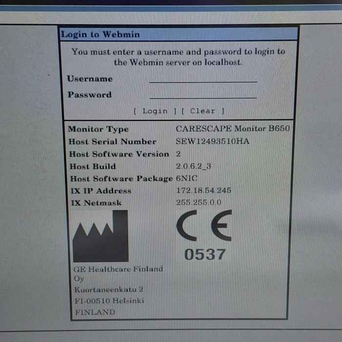 GE Healthcare Carescape B650 Neonatal Care Patient Monitor