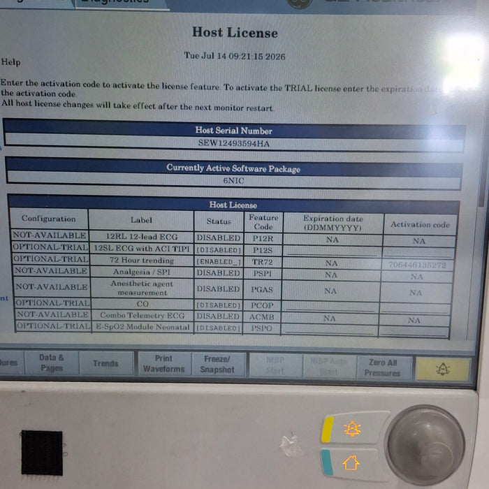 GE Healthcare Carescape B650 Neonatal Care Patient Monitor