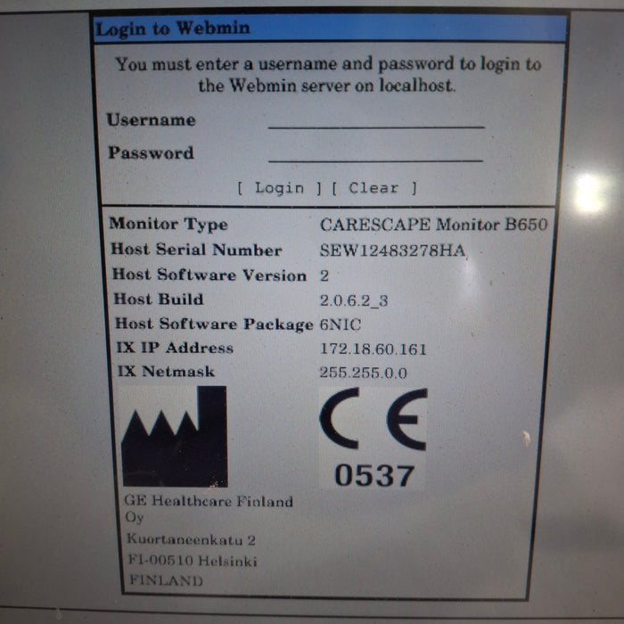 GE Healthcare Carescape B650 Neonatal Care Patient Monitor